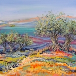 Blue valley with olive trees Blue valley with olive trees