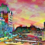 Witte huis met Willemsbrug vibrant Witte huis met Willemsbrug vibrant