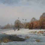 Wilde eenden. Winterlandschap Wilde eenden. Winterlandschap