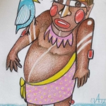 Figuur met vogel (16). Figuur met vogel (16).