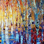 Sunset in autumn birch forest Sunset in autumn birch forest