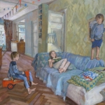drie kinderen in woonkamer drie kinderen in woonkamer