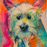 Hond, portret Witte West Highland Terriër, hondenschilderij Hond, portret Witte West Highland Terriër, hondenschilderij
