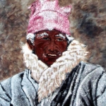 Tibetaanse man in sneeuw
