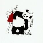 Fien en Tim en pandabeer dansend Fien en Tim en pandabeer dansend
