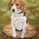 Beagle op boomstam Beagle op boomstam