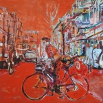Fietser op straat Fietser op straat