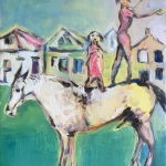 Paard, hond en acrobaat Paard, hond en acrobaat