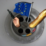 Stilleven met Denkvinger, EU-vlag en gouden lul.