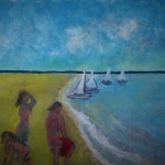 Baadsters op het strand Baadsters op het strand