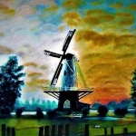 Polder: molen in tegenlicht Polder: molen in tegenlicht