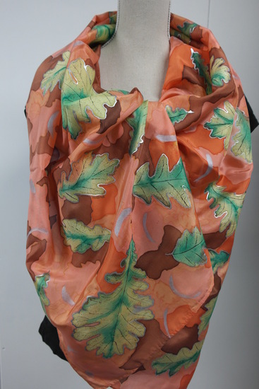 Koraalrode zijden shawl 1