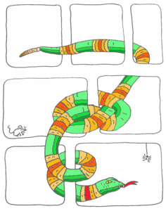Eenvoudige strip, kortverhaaltjes in 1 pg.