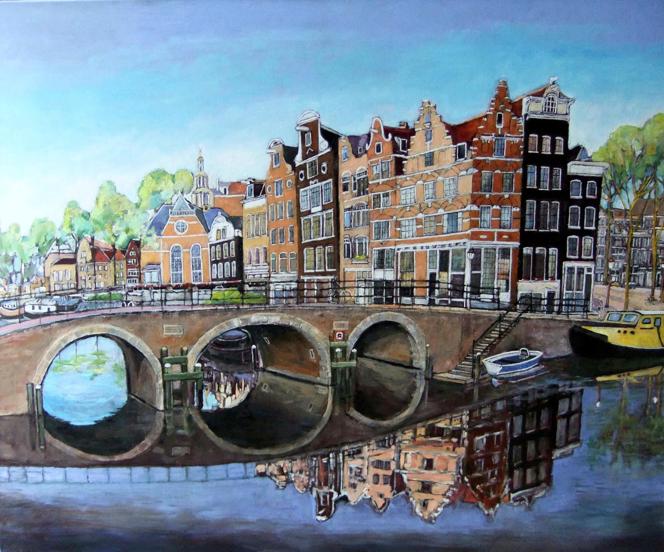 Uitzicht Pakhuis hoek Korte Prinsengracht en Brouwersgracht Amsterdam in opdracht