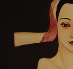 Le mythe que Eve fut crée par une cote d'Adam se trouve renversé dans mes tableaux. Chez moi, c'est la femme qui est à la source de tout. Femme entre femmes et femme seule. L'homme est absent, il n'occupe pas de place.