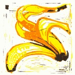 Art Snacks - Linosnedes uit de reizende linoleumdrukkerij Art To Take. Deze lino's zijn uitverkocht.
