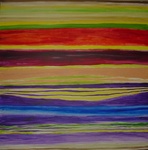 In deze groep een aantal schilderijen met horizontale kleurgebieden. De onderwerpen zijn zeer divers, van puur abstract tot landschappen.