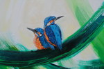 In de serie 'Birds' zijn alle werken acryl op doek met gemengde technieken gemaakt.