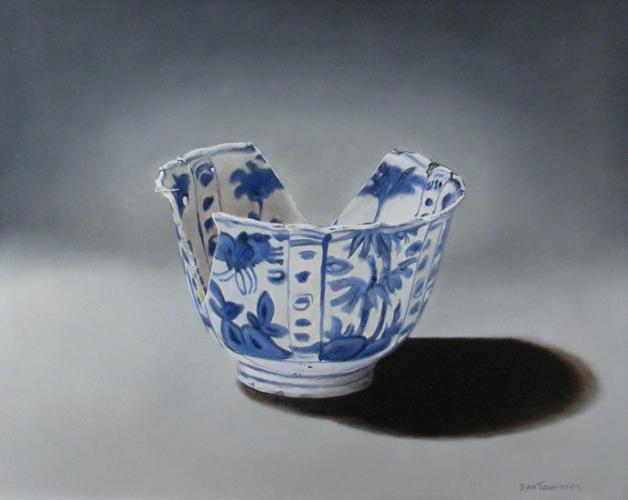Chinese 'kraaien' kom, bamboe decoratie