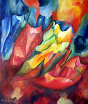 In mijn abstracte werken ziet u een helder en fris kleurgebruik en vaak zijn ook hierin weer bloemen te herkennen.