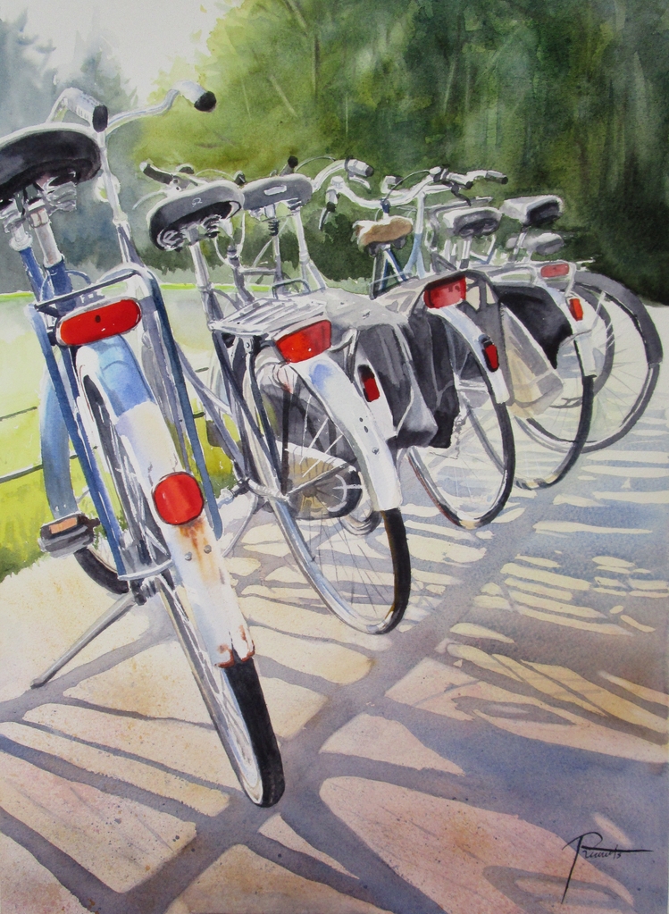 fietsen in de avondzon