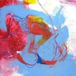 Mixed media schilderijen met acryl en softpastel en vaak collagemateriaal
