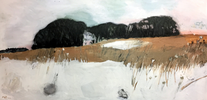 Acryl, mixed media, charcoal landscape