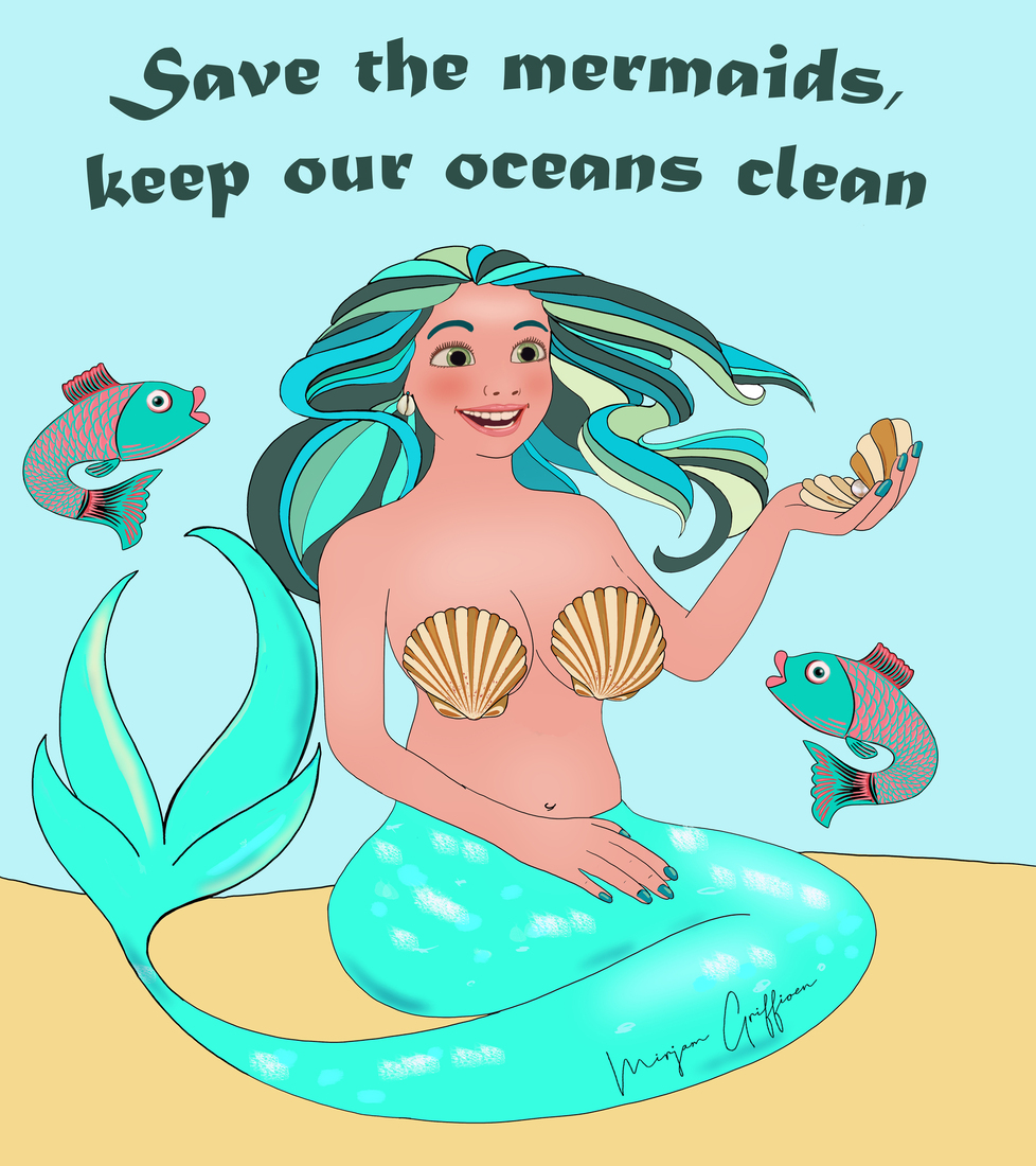 Save the mermaids, please help, keep our oceans clean. Red de zeemeermin, hou de zee schoon.