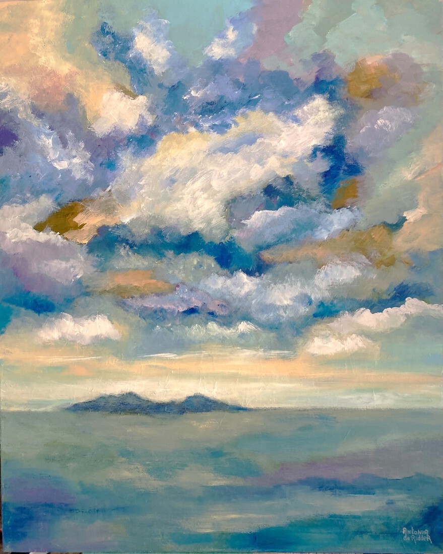 Colourful clouds above a silent landscape