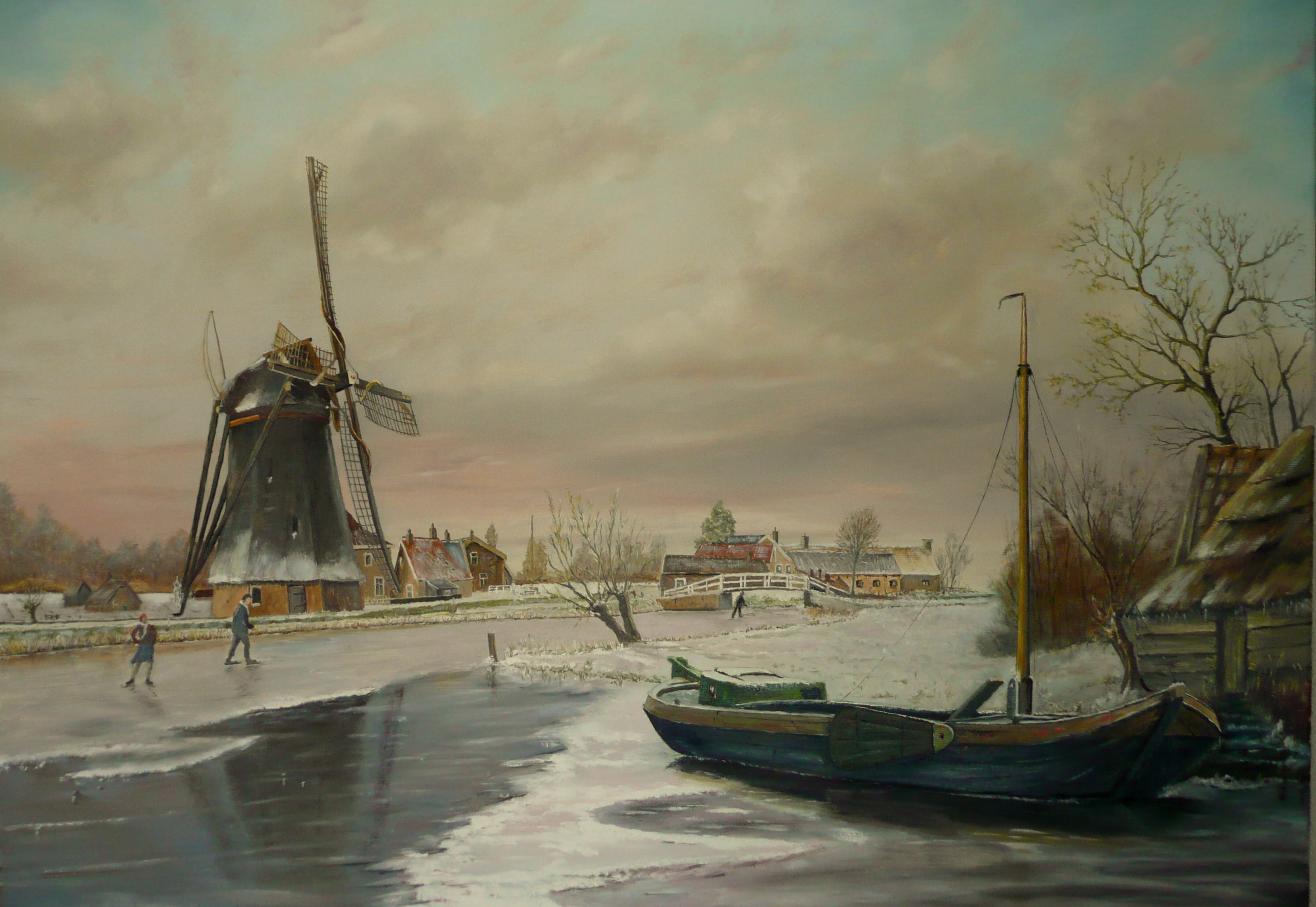 Winterlandschap met Westlander omgeving Maasland