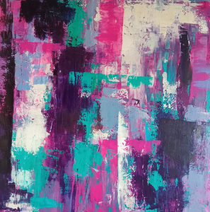 Een serie abstracte kleurrijke werken in acryl en mix media.