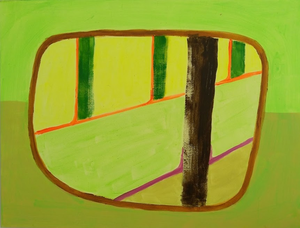 In de schilderijen staan eenvoudige platte afbeeldingen en ontwerpen, vaak bomen of vogels waarmee je in de landschappelijke ruimte kan kijken. Een inzicht in die ruimte met andere perspectivische middelen zoals kleur en vorm. Het levert een andere vorm van kijken en beleven op.