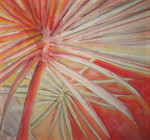 With Acrylic paint, painted a watercolor style, on synthetic fiber fabric, stretched on wood.