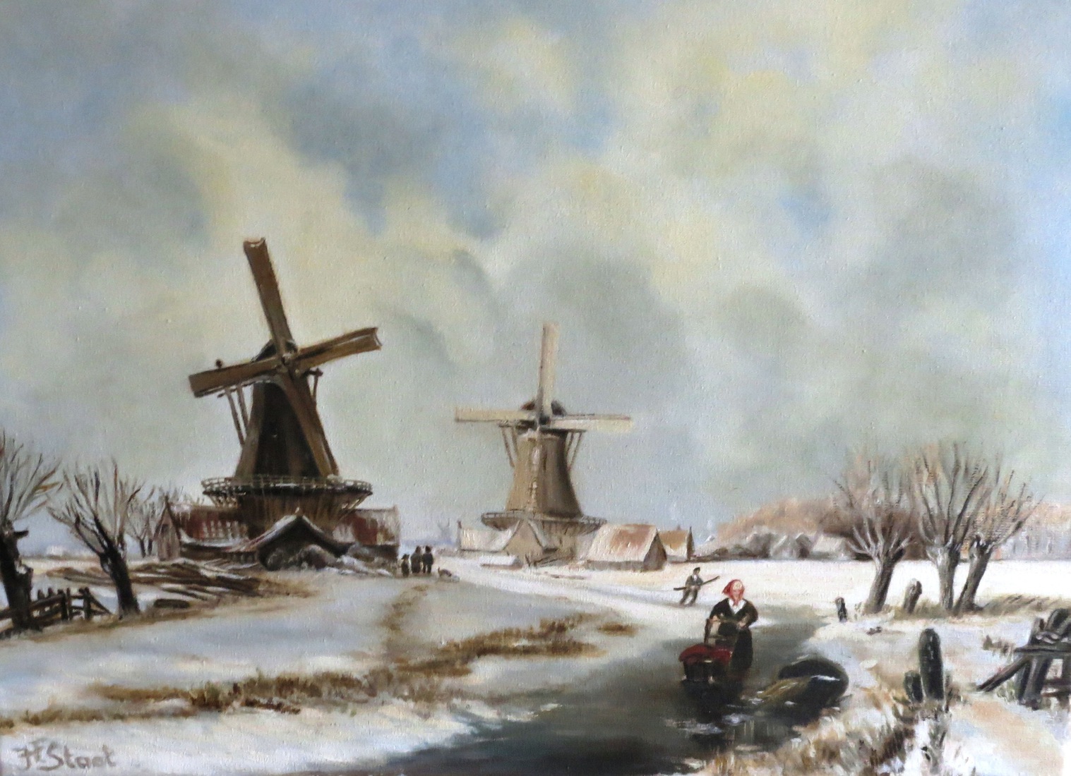 Winterlandschap met molens