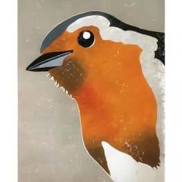 Druksel van een portret van een roodborstje Druksel van een portret van een roodborstje