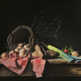Stilleven met eieren en brood Stilleven met eieren en brood