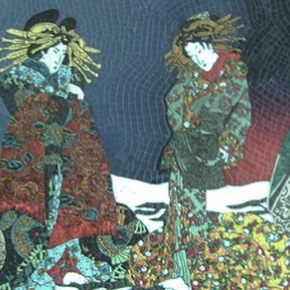 Japanse vrouwen bij zonsondergang Japanse vrouwen bij zonsondergang