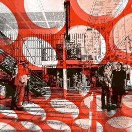 'Stationshal Leiden Centraal 1.' - digitale art-print 'Stationshal Leiden Centraal 1.' - digitale art-print