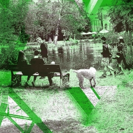 Vijver in het Vondelpark. - digitale art print Vijver in het Vondelpark. - digitale art print