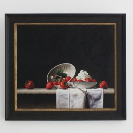 Giclée van Stilleven met aardbeien en slagroom Giclée van Stilleven met aardbeien en slagroom