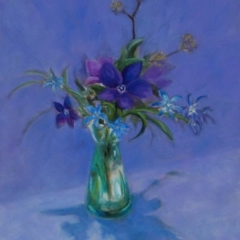 Stilleven met bloemen in lila Stilleven met bloemen in lila