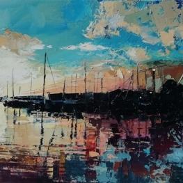 Bewolkte ochtend in de haven Bewolkte ochtend in de haven