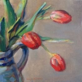 Three tulips in karaffe Three tulips in karaffe