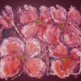 Bloemachtigen rose in aubergine venster MARQUA321 € 695 Bloemachtigen rose in aubergine venster MARQUA321 € 695