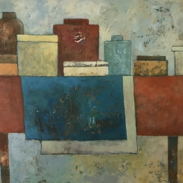 Tafel met blauw kleed Tafel met blauw kleed