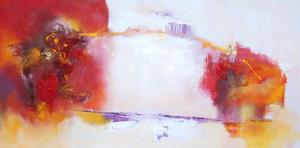 Lyrisch Expressieve Abstracte Schilderijen Indrukken, gedachten, gevoelens. heldere kleuren contrasteren met materie in krachtige composities.