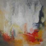 Lyrisch Expressieve Abstracte Schilderijen Indrukken, gedachten, gevoelens. heldere kleuren contrasteren met de zandpartijen in krachtige composities.