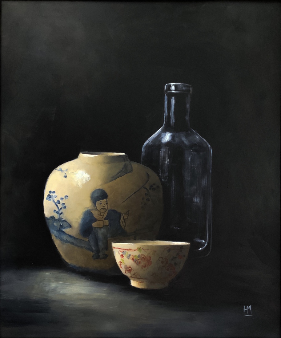 Stilleven met chinese pot