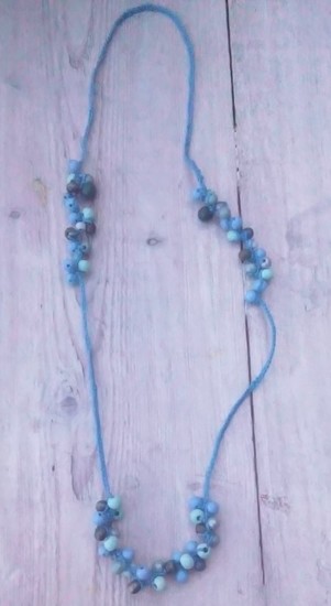 Ibiza ketting gehaakt kralen blauw