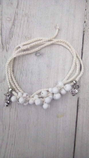 Ibiza armband gehaakt kralen/bedels wit/creme